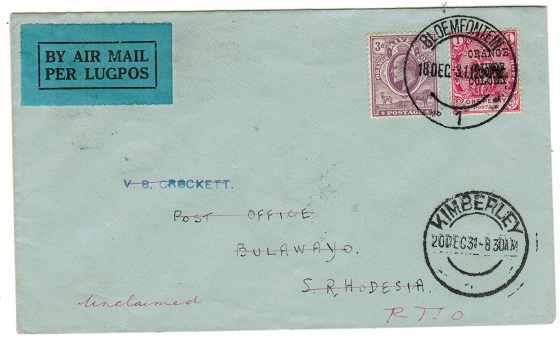 SOUTH AFRICA - 1931 cover to Bulawayo bearing 