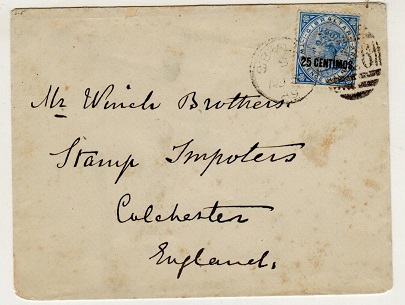 GIBRALTAR - 1889 25c on 2 1/2d surcharge cover addressed to UK.
