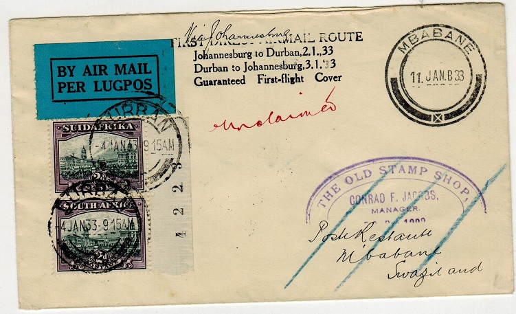 SWAZILAND - 1933 inward 