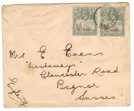 ASCENSION - 1925 4d rate cover to UK.