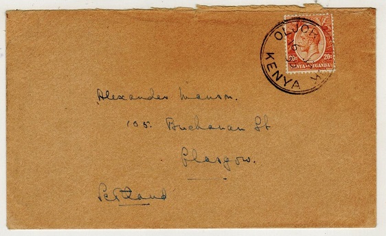 K.U.T. - 1935 20c rate cover to UK used at OLJOROROK.