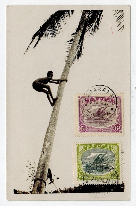 PAPUA - 1927 philatelic use of picture postcard from PORT MORESBY.