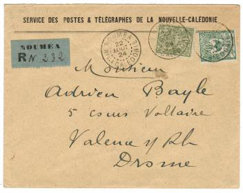 NEW CALEDONIA - 1924 stamped SERVICE cover.