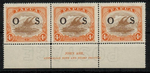 PAPUA - 1931 4d blight brown and orange fine mint JOHN ASH imprint 