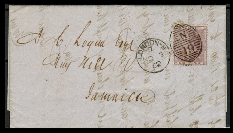 JAMAICA - 1862 inward 6d rate entire from UK.