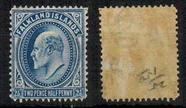 FALKLAND ISLANDS - 1912 2 1/2d deep blue mint.  SG 46b.