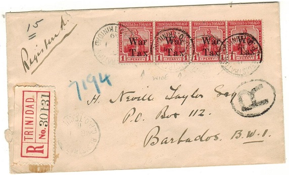 TRINIDAD AND TOBAGO - 1919 1d (x4) 