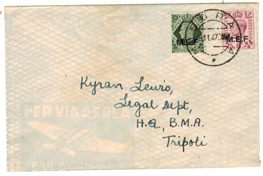 B.O.F.I.C. - 1947 1/3d rate local cover used at MISURATA.