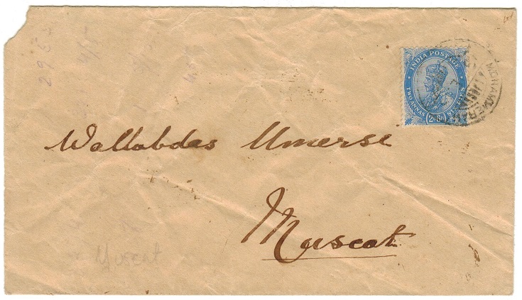BR.P.O.IN E.A. (Mohammera) - 1913 2a6p rate cover to Muscat used at MOHAMMERA.