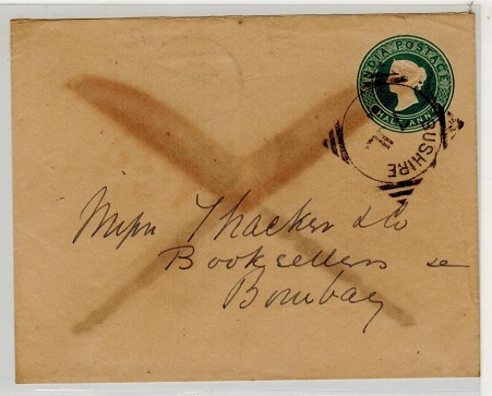 BUSHIRE - 1894 use of Indian 1/2a green PSE to Bombay used at BUSHIRE.