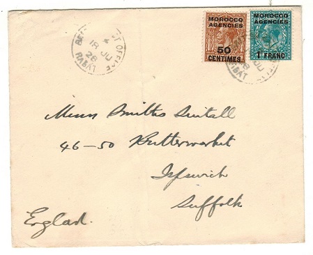 MOROCCO AGENCIES - 1928 1F50c cover to UK used at RABAT.