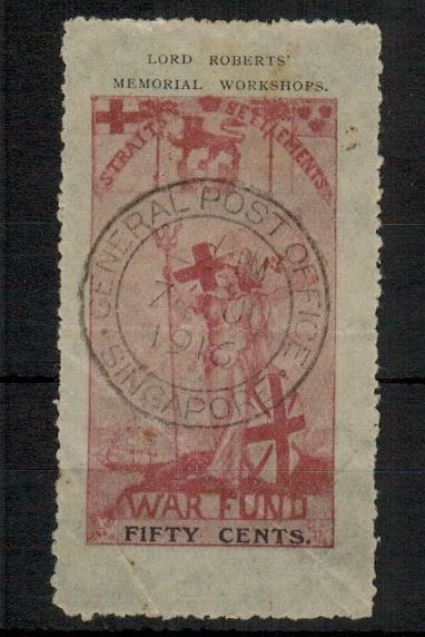 MALAYA - 1916 50c black and red 