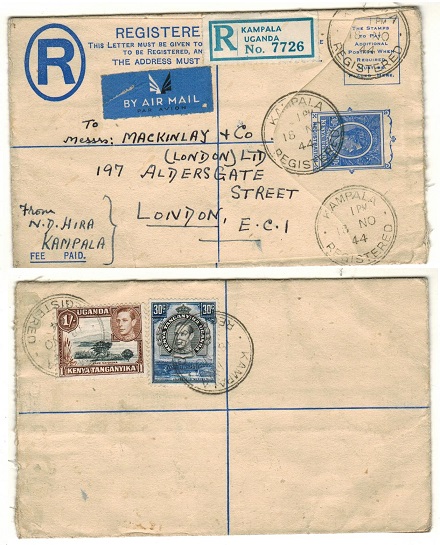 K.U.T. - 1943 30c ultramarine uprated RPSE to UK used at KAMPALA.  H&G 5.