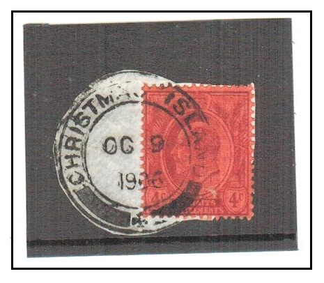 CHRISTMAS ISLAND - 1906 use of Straits Settlements 4c adhesive at CHRISTMAS ISLANDS.
