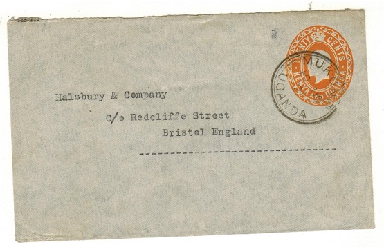 K.U.T. - 1924 20c orange PSE addressed to UK MUKONO/UGANDA.  H&G 1.