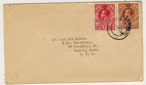 SWAZILAND - 1936 3d rate cover to USA used at MHOTSHENI.
