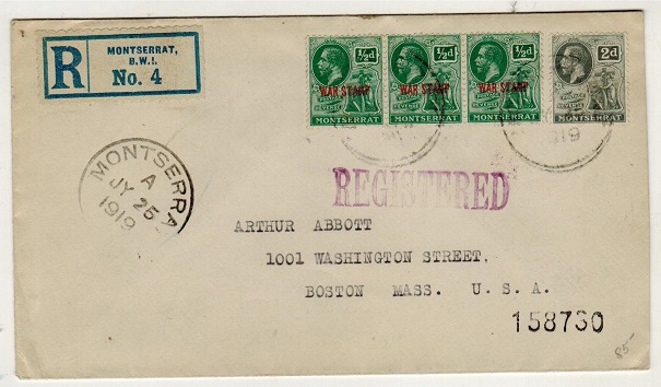 MONTSERRAT - 1919 2d + 1/2d (x3) 