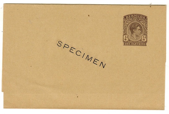 BERMUDA - 1937 1/4d brown postal stationery wrapper unused SPECIMEN.  H&G 7.