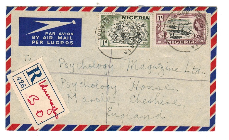 NIGERIA - 1956 registered cover to UK cancelled by IDUMAGO BO 