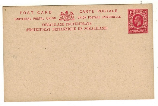 SOMALILAND - 1917 1a carmine PSC unused.  H&G 2.