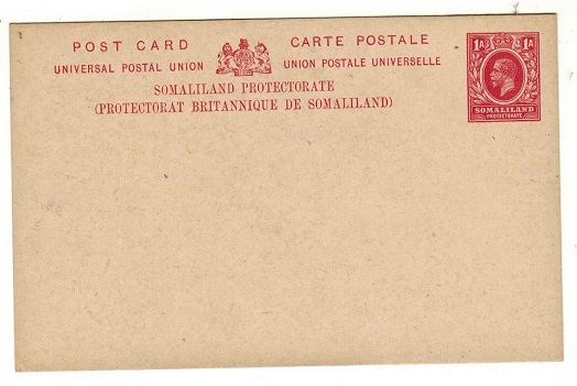 SOMALILAND - 1917 1a carmine PSC unused.  H&G 2.