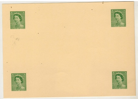 CANADA - 1954 2c green postal stationery proof in green of four images (H&G type 20).