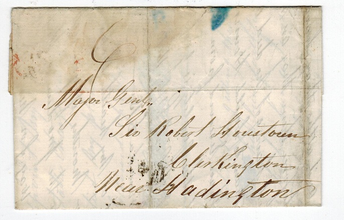 GRENADA - 1857 stampless entire to UK cancelled GRENADA.