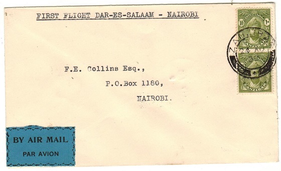 ZANZIBAR - 1932 first flight cover to Kenya.