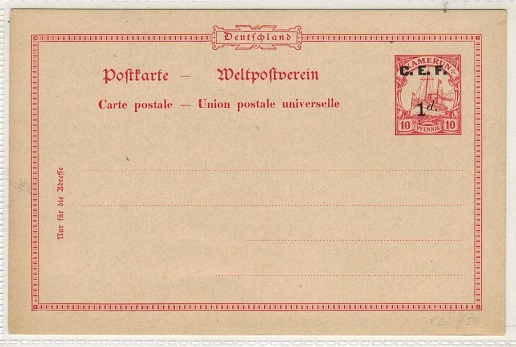 CAMEROONS - 1915 1d on 10pfg red PSC unused overprinted 