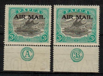 PAPUA - 1929 3d AIR MAIL mint examples with @CA