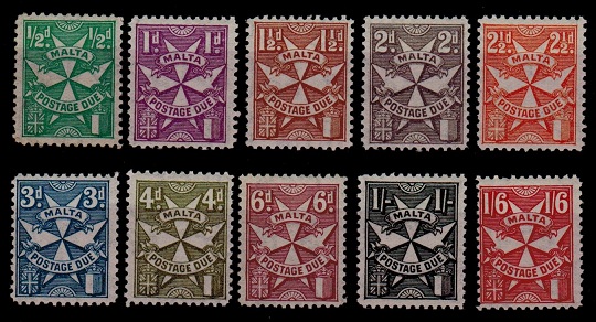 MALTA - 1925 POSTAGE DUE set of 10 in fine mint condition.  SG D11-D20.