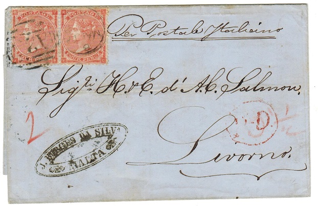 MALTA - 1864 8d rate outer wrapper to Italy.