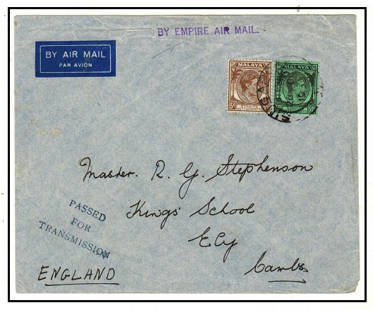 SINGAPORE - 1939 55c rate censored cover struck 