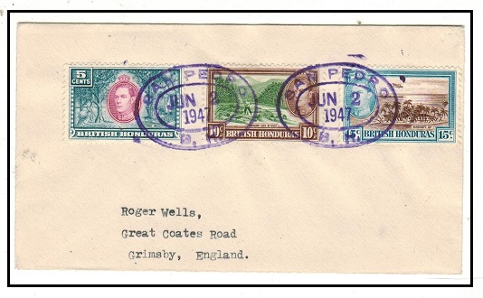 BRITISH HONDURAS - 1947 cover to UK used at SAN PEDRO/B.H.