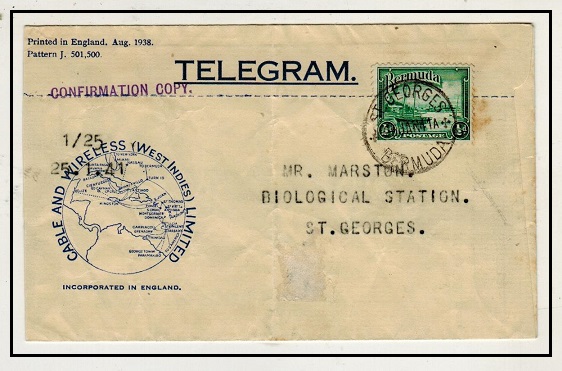 BERMUDA - 1941 1/2d rate internal 