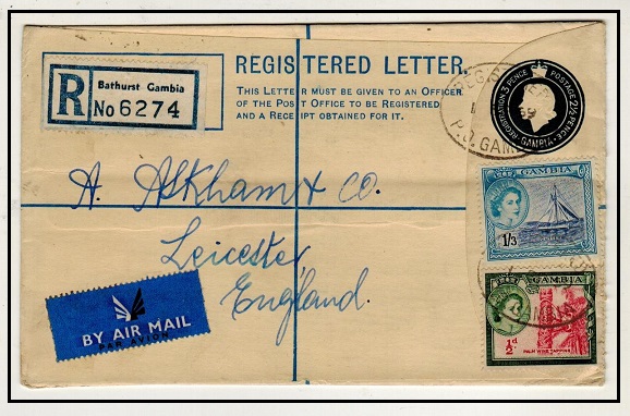 GAMBIA - 1953 3d + 2 1/2d dark blue 