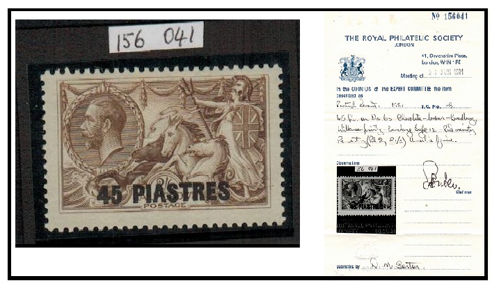 BRITISH LEVANT - 1921 45pi on 2/6d 