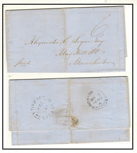 JAMAICA - 1849 stampless entire to UK used at MAYHILL/JAMAICA.