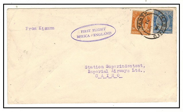 K.U.T. - 1931 first flight cover to Egypt used at KISUMU.