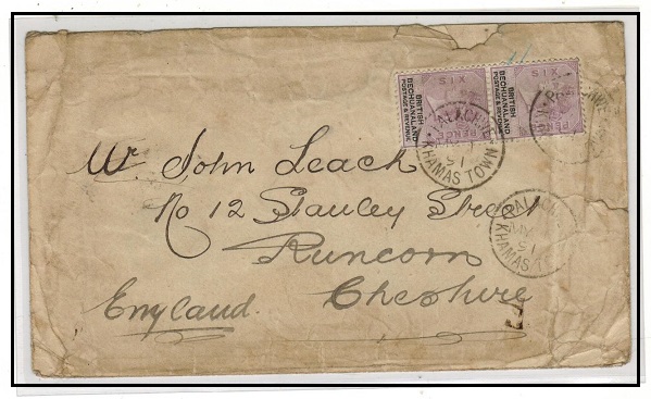 BECHUANALAND - 1891 1/- rate cover to UK used at PALACHWE/KHAMAS TOWN.