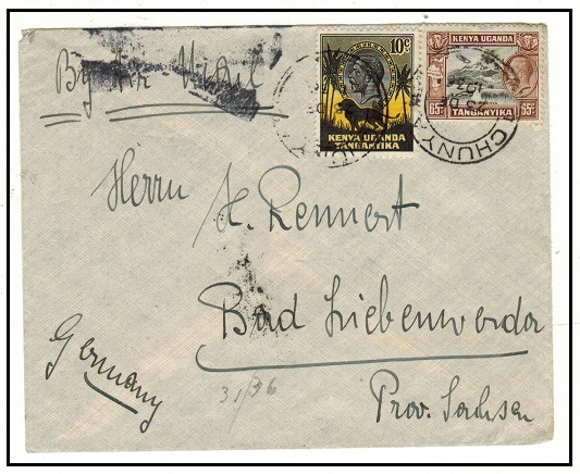 K.U.T. - 1936 75c rate cover to Germany used at CHUNYA.