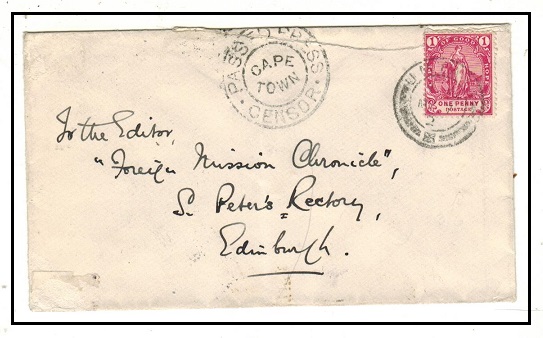 CAPE OF GOOD HOPE - 1902 1d rate cover used at UMTALI with PASSED PRESS/CAPE TOWN h/s.