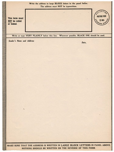 PALESTINE - 1940 15 mils AIRGRAPH unused.