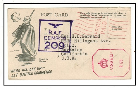 NIGERIA - 1944 OFFICIAL PAID cigarette card to USA with 