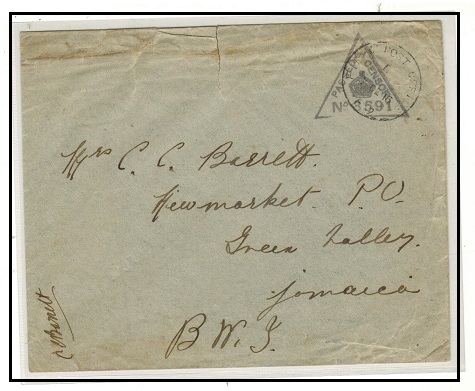 JAMAICA - 1916 WWI inward censored cover from Jamaican troops stationed in Egypt.