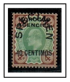 MOROCCO AGENCIES - 1907 40c on 4d green and chocolate overprinted SPECIMEN.  SG 117s.