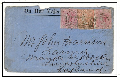 MAURITIUS - 1871 use of OHMS cover to UK bearing 3d and 4d (x2) 