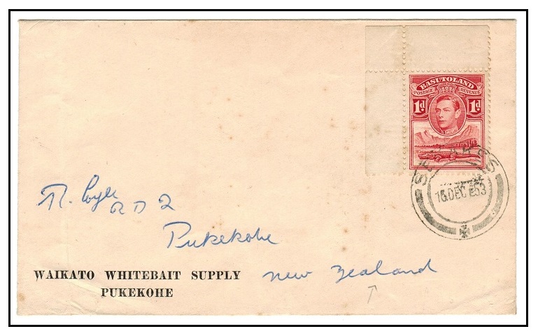 BASUTOLAND - 1953 1d rate cover to New Zealand used at SEKAKES.