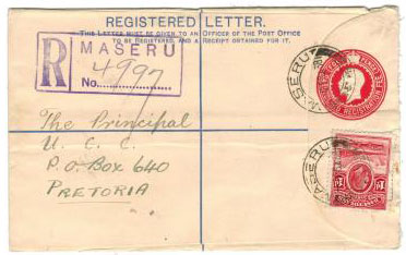 BASUTOLAND - 1933 4d RSPE used at MORIJA.  H&G 1.