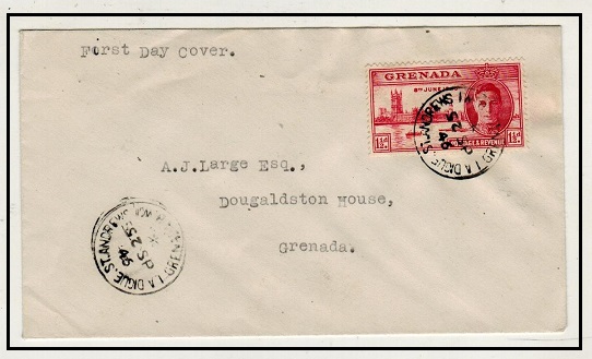 GRENADA - 1946 1 1/2d rate local cover used at LA DIGUE. ST.ANDREWS.